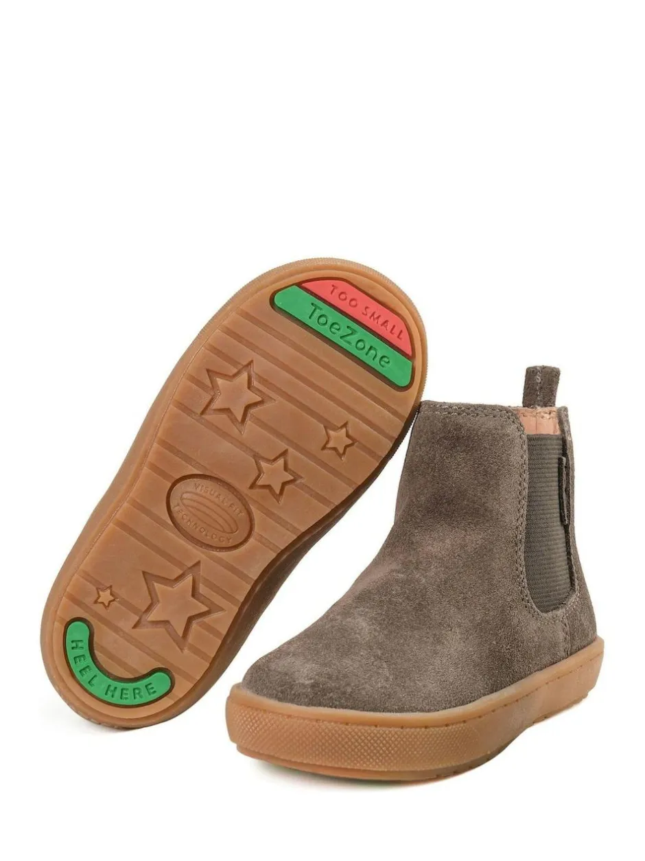 Toezone River Boys Brown Suede Leather Gusset and Zip Boots Clearance
