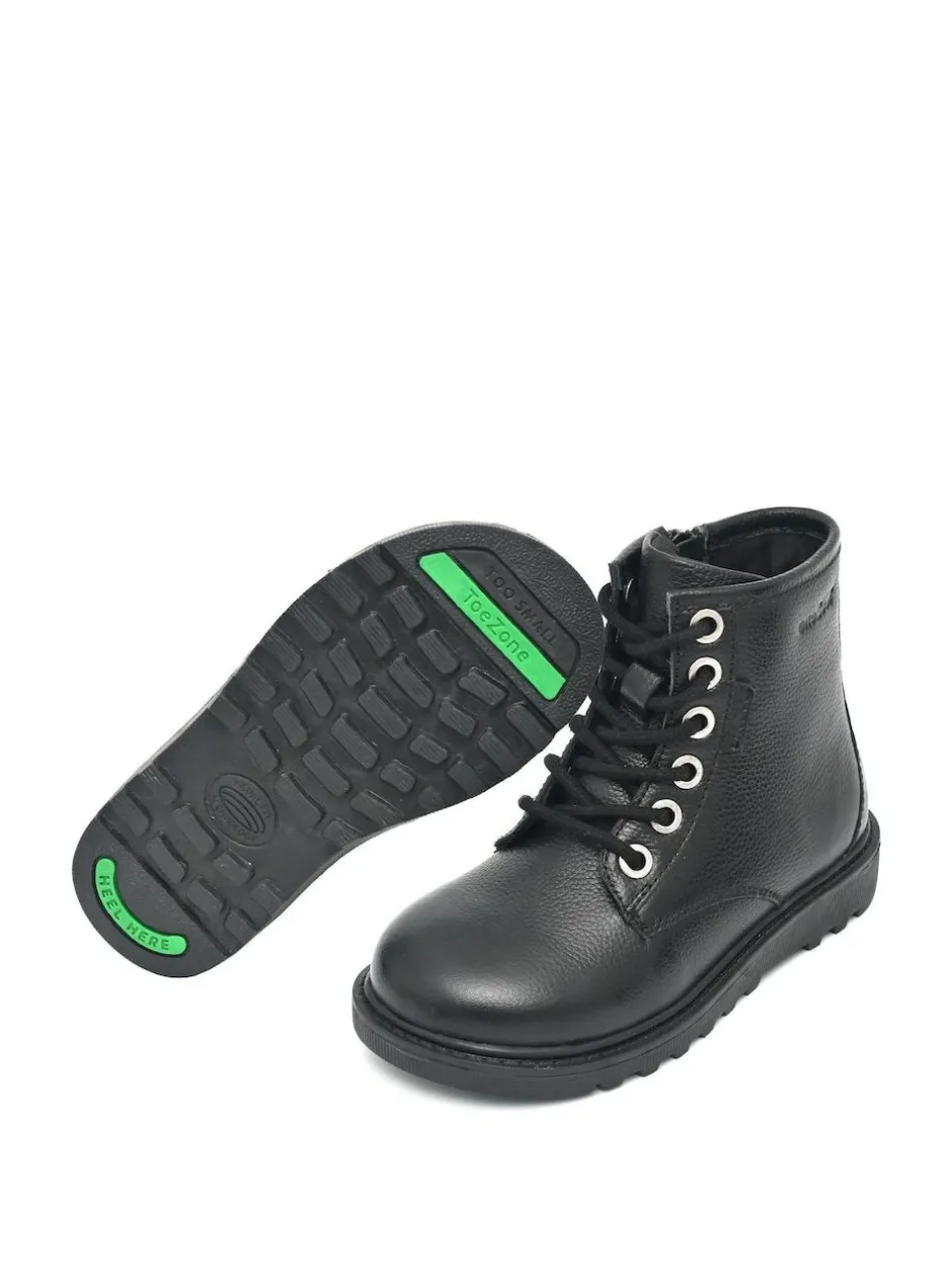 Toezone Storm Boys Leather Ortholite Ankle Black Boots Hot