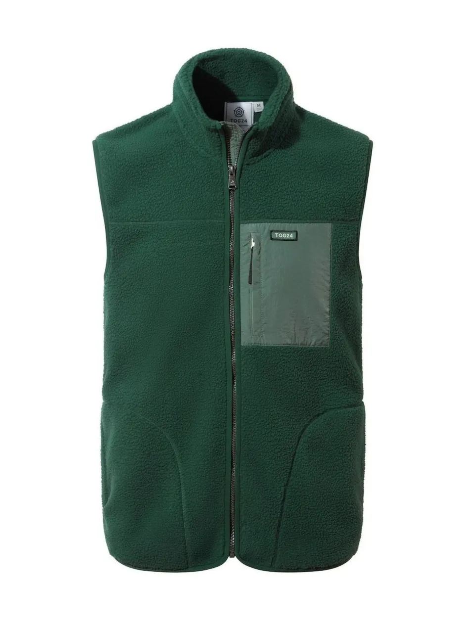 Tog 24 Mens Evan Sherpa Gilet Green New