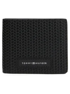 Tommy Hilfiger Black Woven Leather Wallet