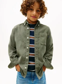 Tommy Hilfiger Green Regular Fit Corduroy Shirt Outlet