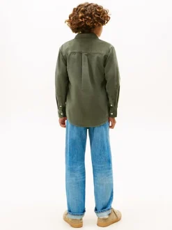 Tommy Hilfiger Green Regular Fit Corduroy Shirt Outlet
