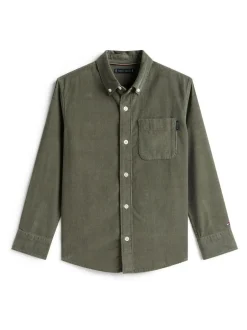 Tommy Hilfiger Green Regular Fit Corduroy Shirt Outlet