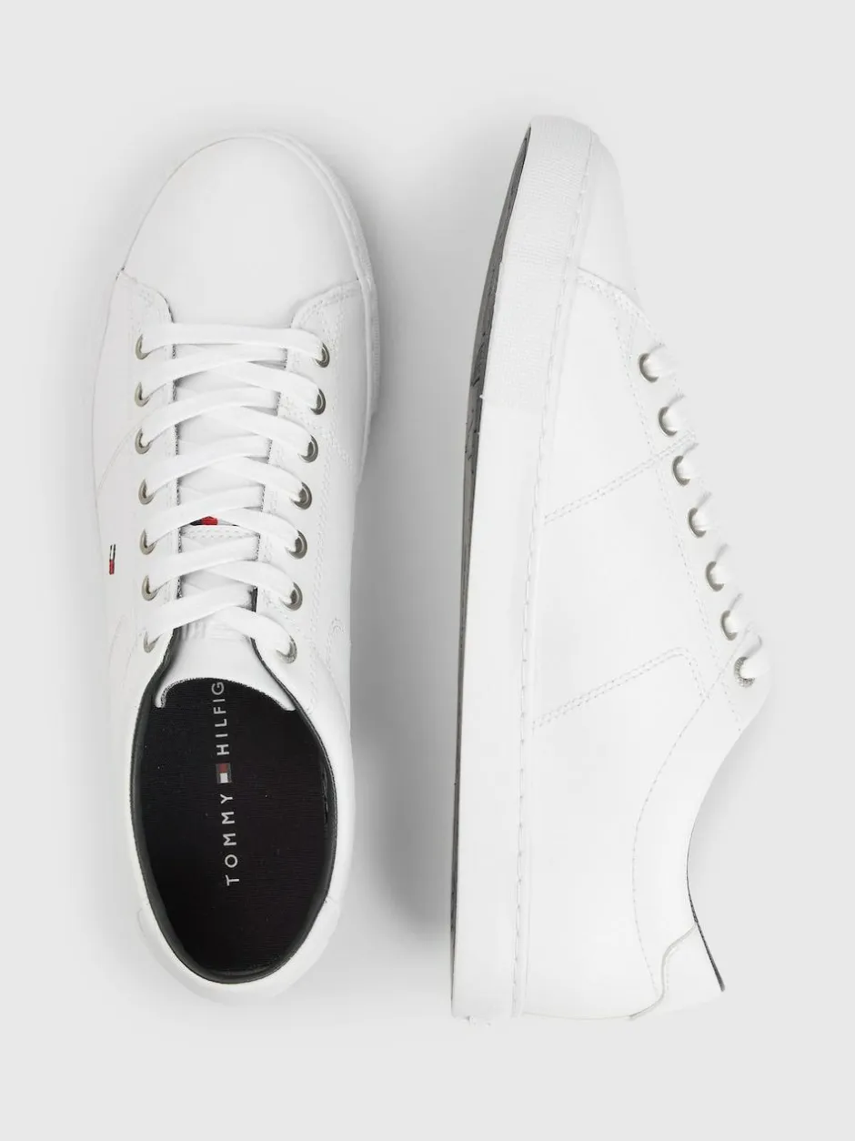 Tommy Hilfiger Essential Leather Detail Trainers White Outlet