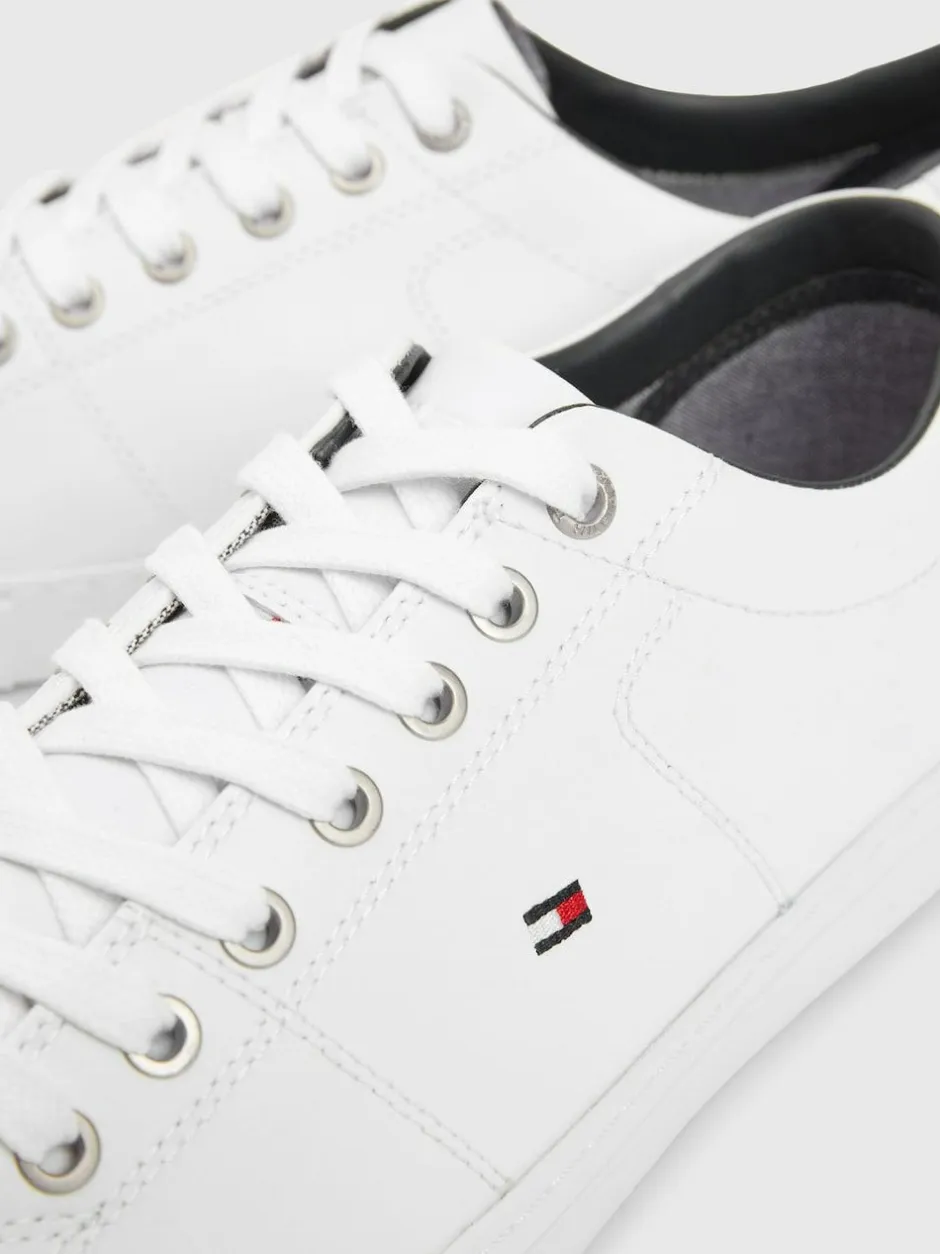 Tommy Hilfiger Essential Leather Detail Trainers White Outlet