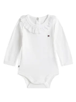 Tommy Hilfiger Essential Broderie Anglaise Collar Bodysuit White Clearance