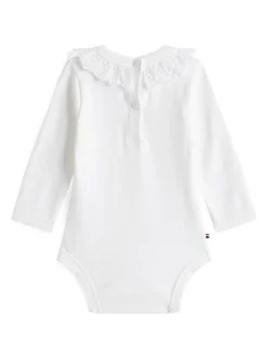 Tommy Hilfiger Essential Broderie Anglaise Collar Bodysuit White Clearance