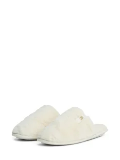 Tommy Hilfiger Monogram Faux Fur Slippers White Best