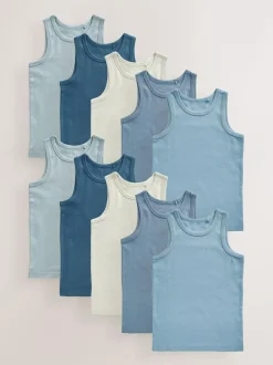 Next Cotton Vests 10 Pack (1.5-16yrs) Tonal Blue Discount