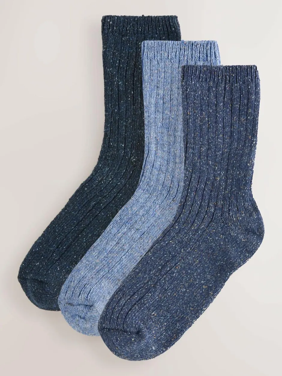 Next Tonal Blue Thermal Wool Blend Ankle Socks 3 Pack With Silk Online