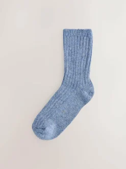 Next Tonal Blue Thermal Wool Blend Ankle Socks 3 Pack With Silk Online
