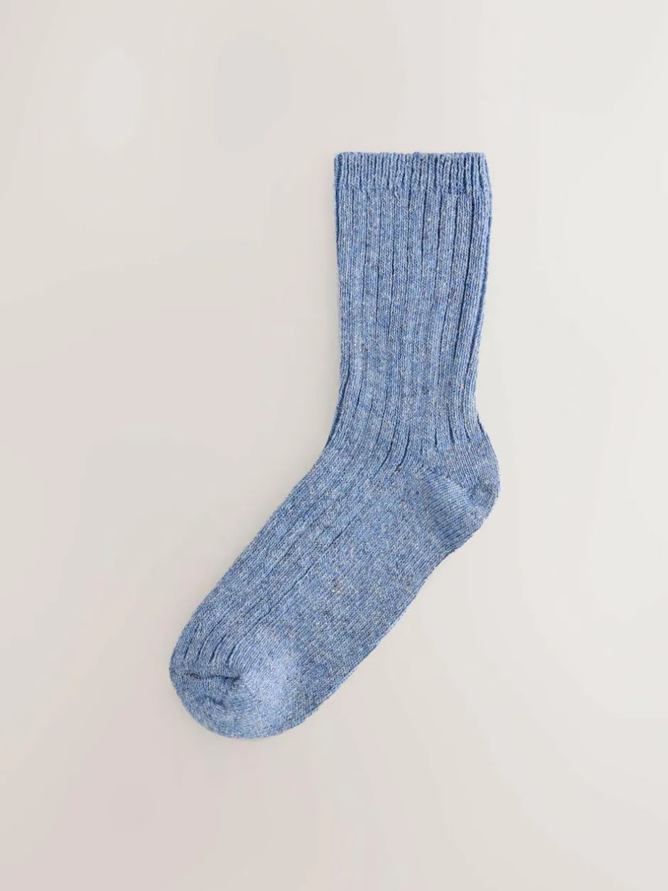 Next Tonal Blue Thermal Wool Blend Ankle Socks 3 Pack With Silk Online