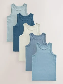 Next Tonal Blue Vests 5 Pack (1.5-16yrs) Outlet