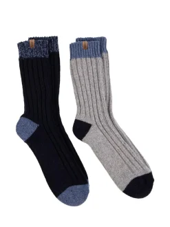 Totes Blue Mens Chunky Twist Wool Blend Winter Boot Socks 2 Pack Best