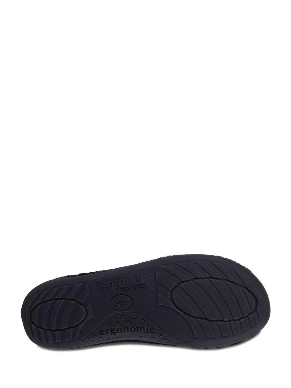 Totes Mens Isotoner Swept Back Popcorn Mule Slippers Blue