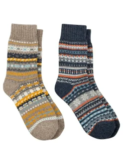Totes Blue Toasties Mens Wool Blend Fair Isle Slipper Socks New