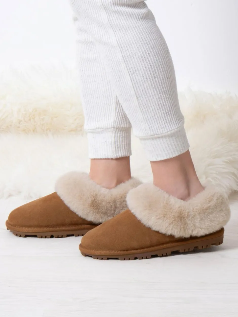 Totes Brown Ladies Isotoner Real Suede Bootie Slippers Best