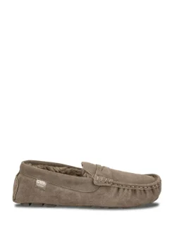 Totes Isotoner Mens Suede Moccasin With Water Repellency Cream New