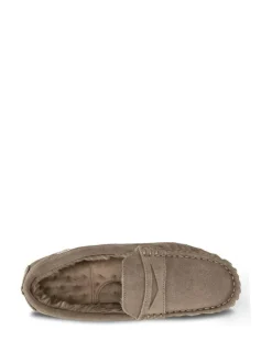 Totes Isotoner Mens Suede Moccasin With Water Repellency Cream New