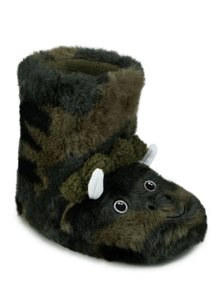 Totes Green Childrens Dinosaur Bootie Winter Slippers Best