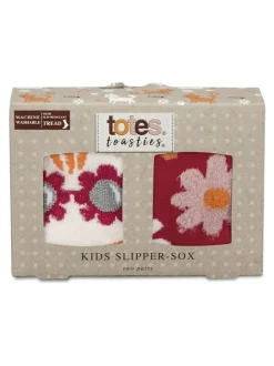 Totes Red Tosties Kids Original Slipper Socks 2 Pack Best