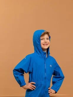 Trespass Childs Unisex Button Puddle Suits Blue Hot