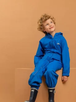 Trespass Childs Unisex Button Puddle Suits Blue Hot
