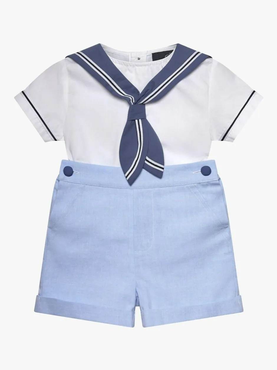 Trotters London Blue Little Pale 100% Cotton Edward Sailor Set Online