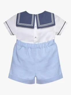 Trotters London Blue Little Pale 100% Cotton Edward Sailor Set Online