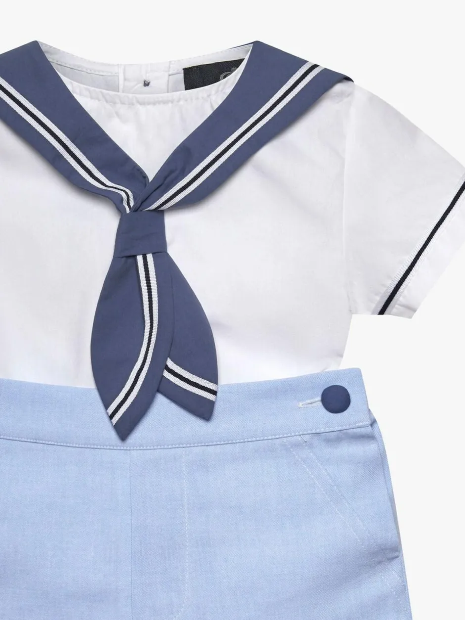 Trotters London Blue Little Pale 100% Cotton Edward Sailor Set Online