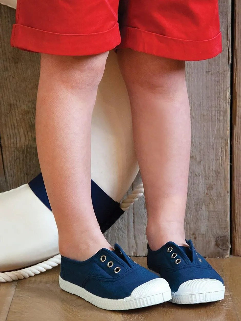 Trotters London Plum Canvas Pumps Navy Blue Sale