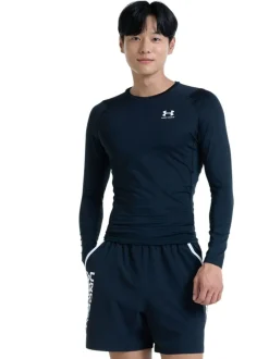 Under Armour HeatGear Fitted Long Sleeve Base Layer T-Shirt Black Sale