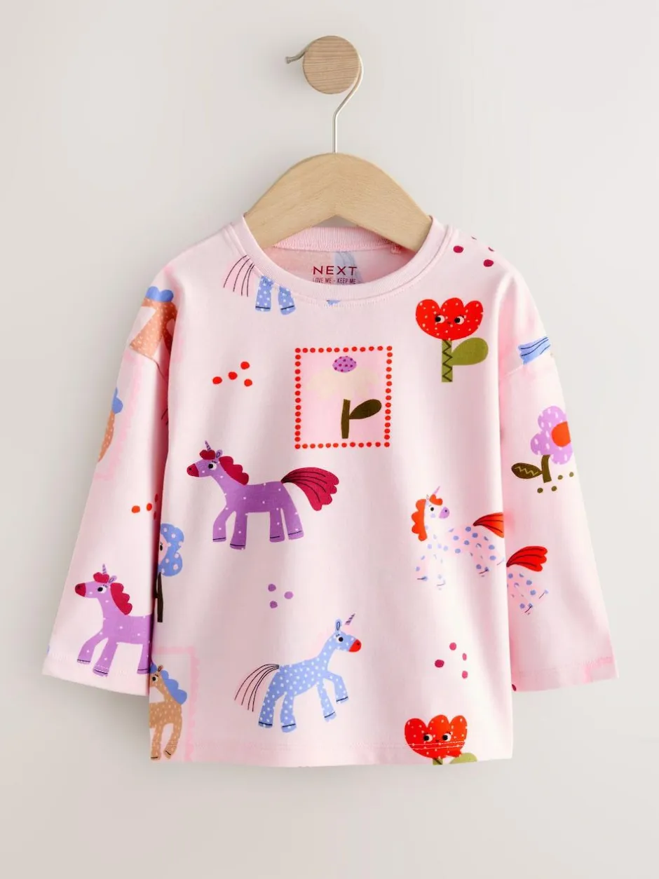 Next Character Long Sleeve Tops 3 Pack (3mths-7yrs) Unicorn Hot