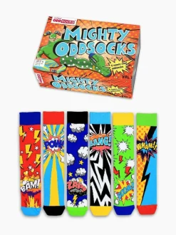 United Odd Socks Yellow Super Hero Comic Socks 6 pack Hot