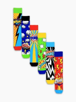United Odd Socks Yellow Super Hero Comic Socks 6 pack Hot