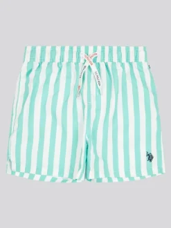 U.S. Polo Assn . Boys Stripe Swim Shorts Blue Clearance