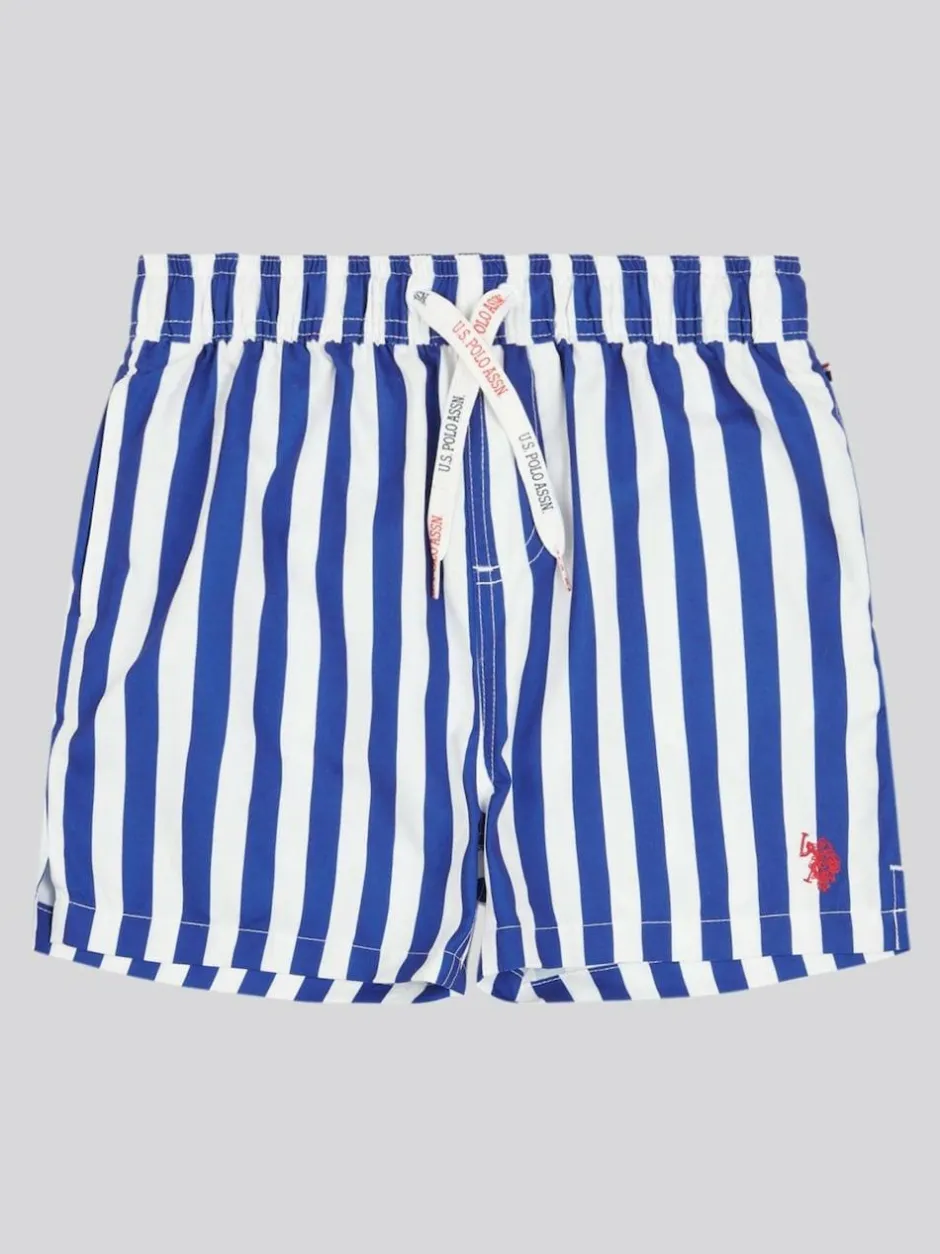 U.S. Polo Assn . Boys Stripe Swim Shorts Blue Dark Best