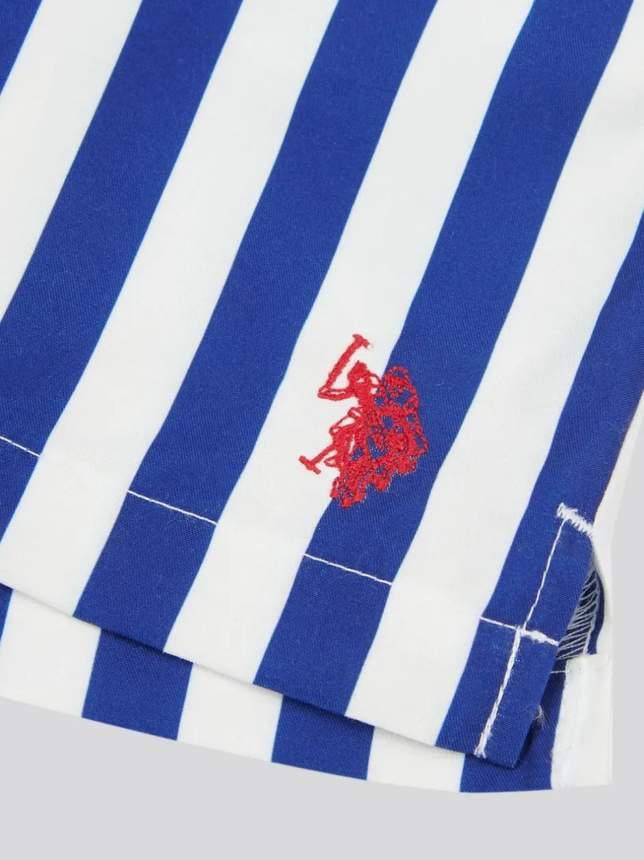 U.S. Polo Assn . Boys Stripe Swim Shorts Blue Dark Best