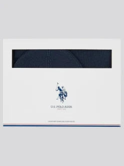 U.S. Polo Assn . Winter Mens Luxury Rib Knit Beanie And Scarf Box Set Blue Best