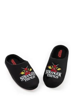 Vanilla Underground Black Stranger Things Mule Slippers