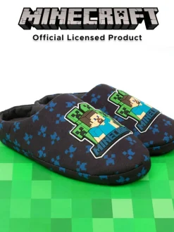 Vanilla Underground Blue Boys Minecraft Slippers Hot