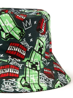 Vanilla Underground Green Kids Minecraft Multicoloured Bucket Hat Clearance