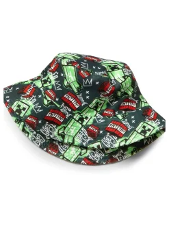 Vanilla Underground Green Kids Minecraft Multicoloured Bucket Hat Clearance