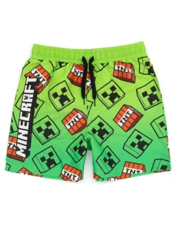 Vanilla Underground Green Boys Minecraft Licencing Swim Shorts Clearance