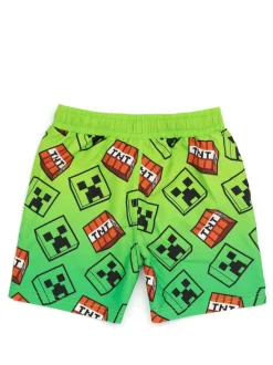 Vanilla Underground Green Boys Minecraft Licencing Swim Shorts Clearance
