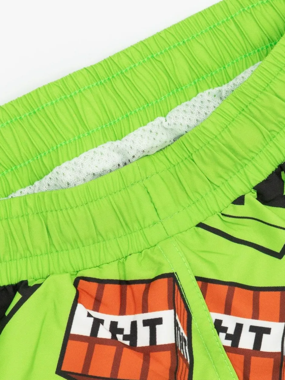 Vanilla Underground Green Boys Minecraft Licencing Swim Shorts Clearance