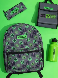 Vanilla Underground Grey Minecraft Boys Creeper 4 Piece Backpack Set Outlet