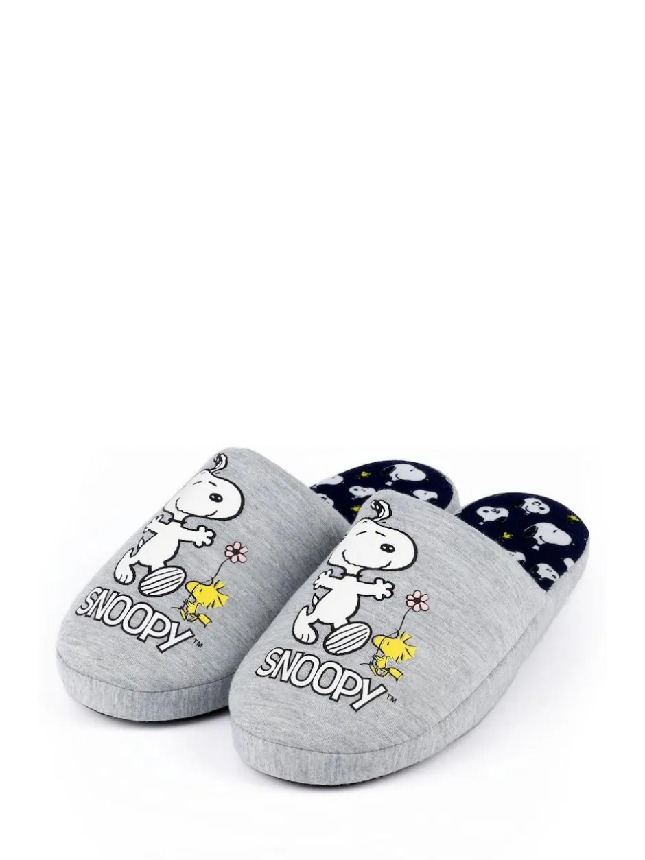 Vanilla Underground Grey Snoopy Womens Winter Mule Slippers Online