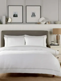 Vantona White Silver Beretta Double Stitch Quilt Cover Set