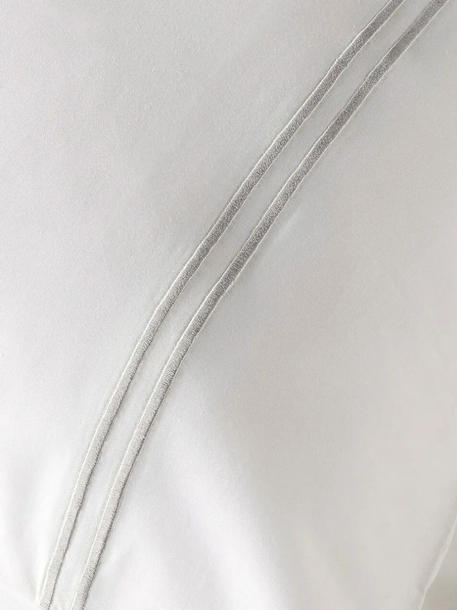 Vantona White Silver Beretta Double Stitch Quilt Cover Set